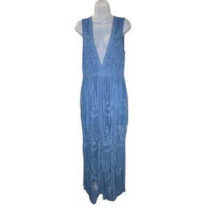 Wishlist Wom LG Blue Sleeveless Shorts Romper Maxi Dress Spring Summer Beachy